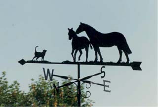 Mare Foal and Cat weather vane